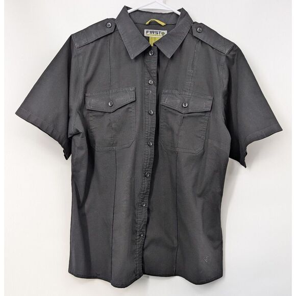 Tactical Shirt Men's Large Black Short Sleeve Zip Button‎ First Tactical - Picture 3 of 7